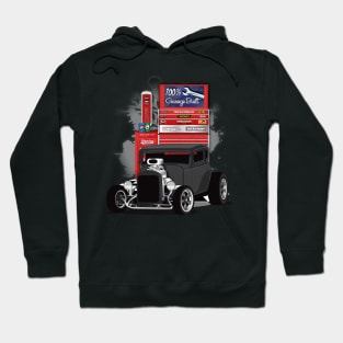 1932 Black Chevy 5 Window Coupe HotRod Garage Built Print Hoodie